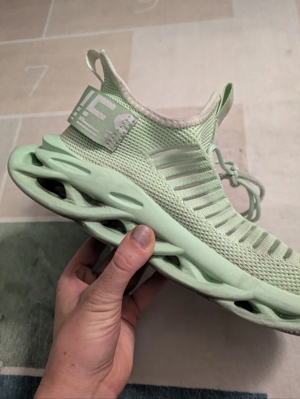Mint Green Mesh Athletic Slip On Sneakers